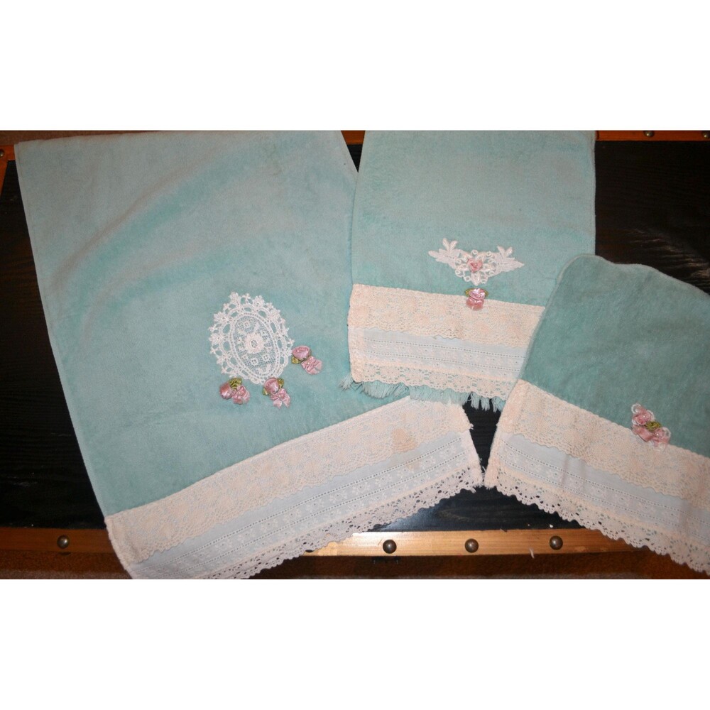 Vintage Towels Shabby Cottage Core French Country Hand Finger Washcloth